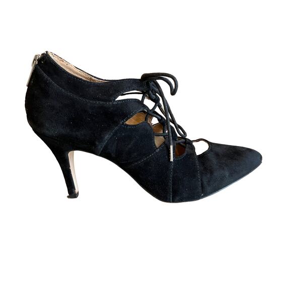 Corso Como suede Victorian lace up Lady Heels Black 7.5 - Picture 1 of 9